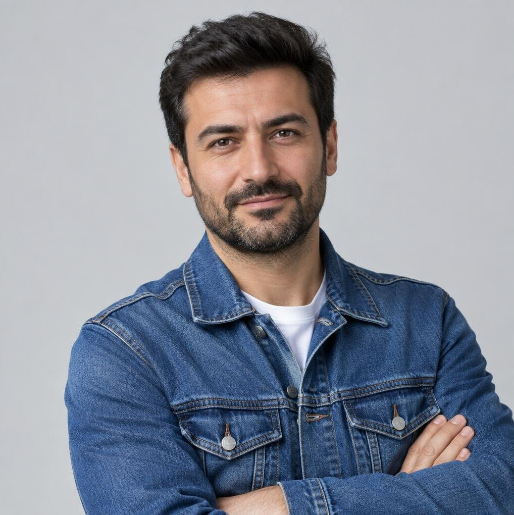 Studio portrait of a Turkish male photojournalist