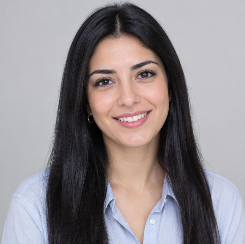 Studio portrait of a young Turkish female reporter
